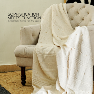 Cream Organic Cotton Textured Throw Blanket