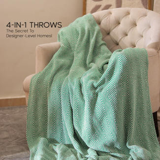 Green Organic Cotton Throw Blanket