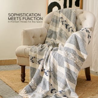 Indigo Organic Cotton Textured Throw Blanket