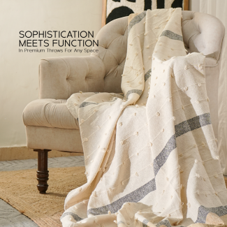 Almond Organic Cotton Textured Throw Blanket
