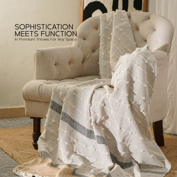 Sky Organic Cotton Textured Throw Blanket